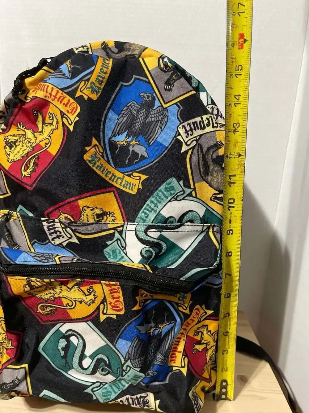 Harry Potter Hogwarts Houses Crests All Over Print Black Backpack